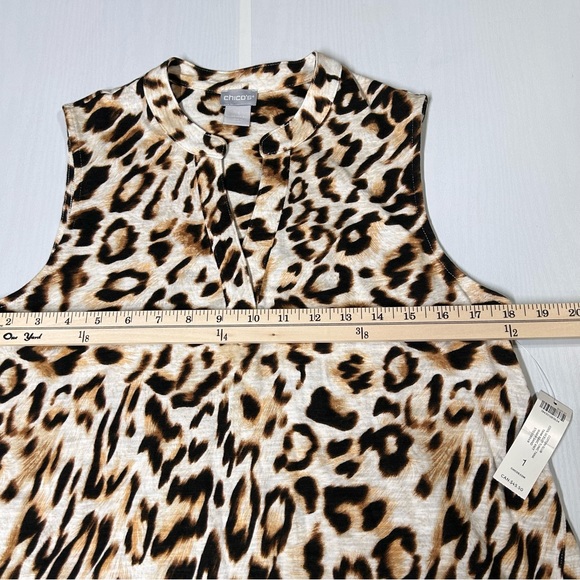 Chicos NWT Leopard Print Cotton Slub Tunic Tank Size 1 - Picture 8 of 13